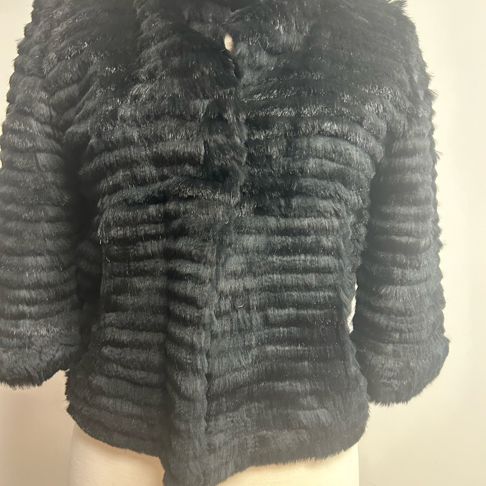 Fabulous Furs Black Faux Fur Jacket